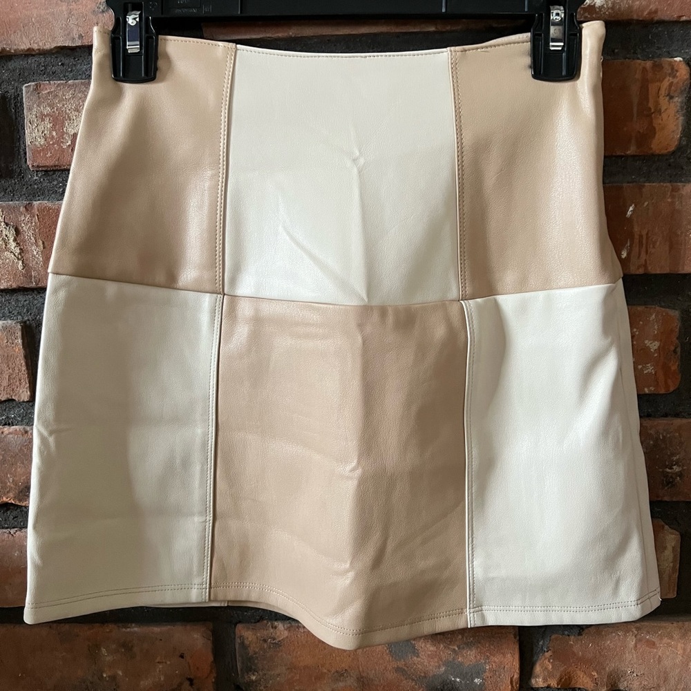 Hollister two-toned faux leather patchwork skirt